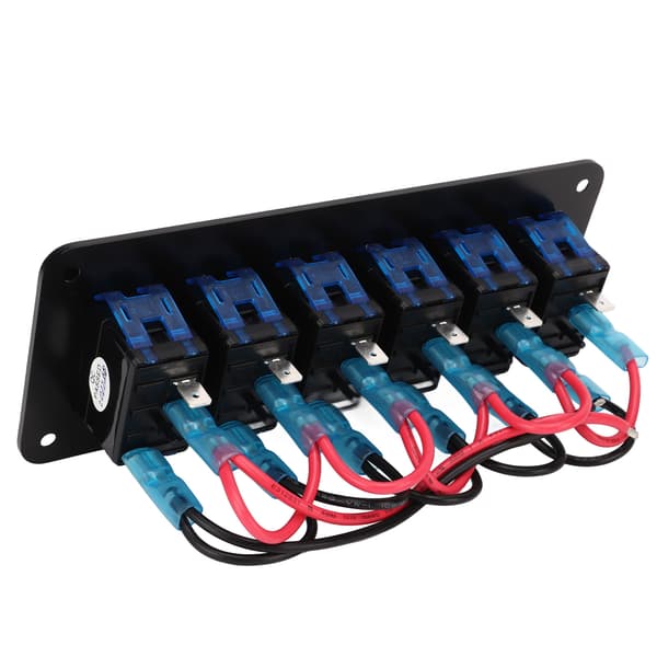 6 Gang Vandtæt Toggle Switch Panel DC12V til 24V 3PIN Blå Baggrundslys 30A Forudtrådet til RV Yacht Bil