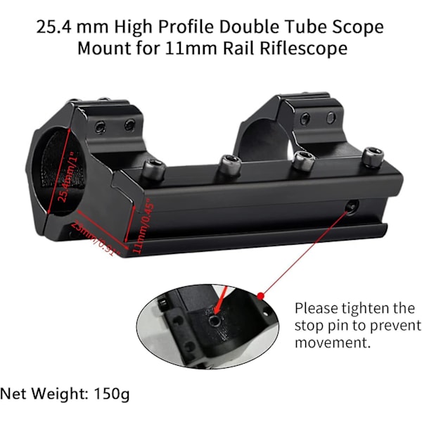 Alumiininen Tactical High Profile 25,4mm Scope Renkaat 11mm Weaver/picatinny Dovetail Rail Mount Rings Scope