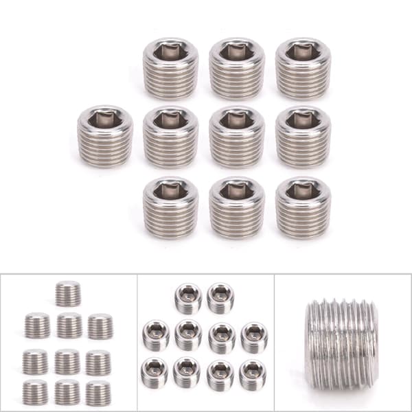 304 Rustfritt Stål BSPP Hann Gjenget Sekskantplugg 1/8 Tommer 10 stk