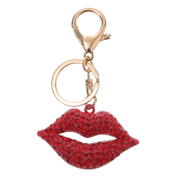 1 stk rød læbe rhinsten nøglering sød mode charme hængende dekoration bil nøglering pung taske vedhæng nøglering kreativ gave