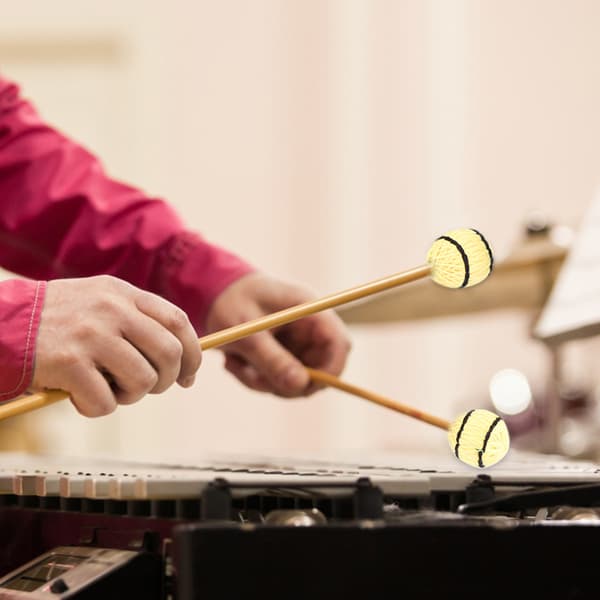 Profesjonelle Marimba-køller med garnhode for keyboard, 1 par, glatte håndtak