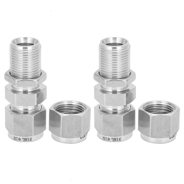 2 STK 316 Rustfrit Stål Kompressionsmuffe Dobbelt Ferrule Fitting Tilbehør 10mm