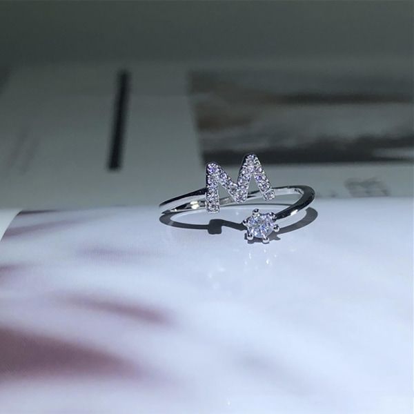 Ring Justerbar Open End Koppar Brev Kvinnor Finger Smycken För Dejting R