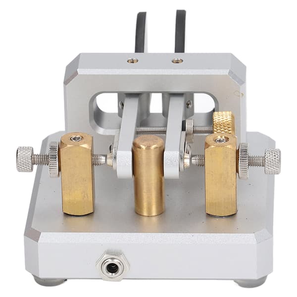 Morse Code Key Dubbel Paddel Automatisk CW Kortvåg Telegraf Tapper Träning Silver