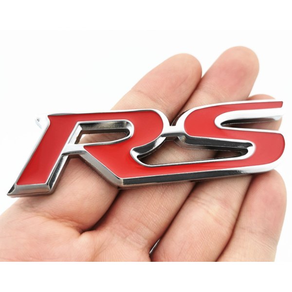 Bildekorationsklistermärken rs tail-logotyp 3D stereobilklistermärken - RS röd billogotyp i metall (röd silverkant)