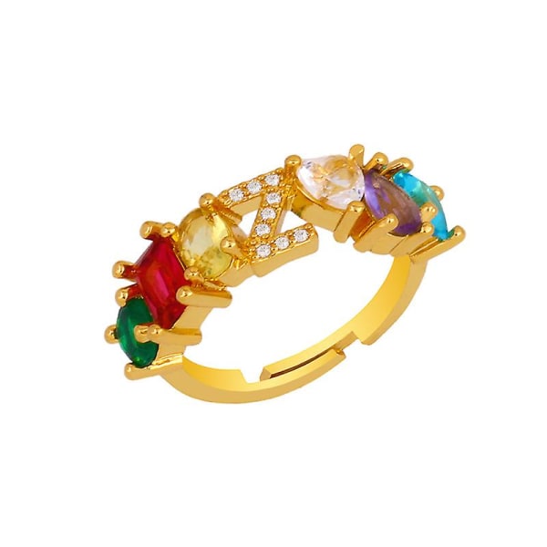 Ring vintage zirkon färgglada brev modesmycken Ac9362 J
