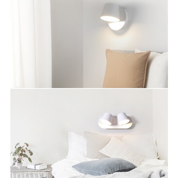 LED-seinävalaisin, seinäkoristelu, alumiini, säädettävä kulma seinävalaisin (1kpl, musta valo, lämmin valkoinen)