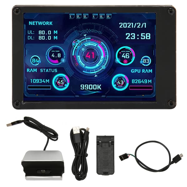 3,5 tommers IPS USB Mini-skjerm CPU GPU RAM Temperaturdataovervåking PC-sensorpanelskjerm med 4-pin hovedkortkabel