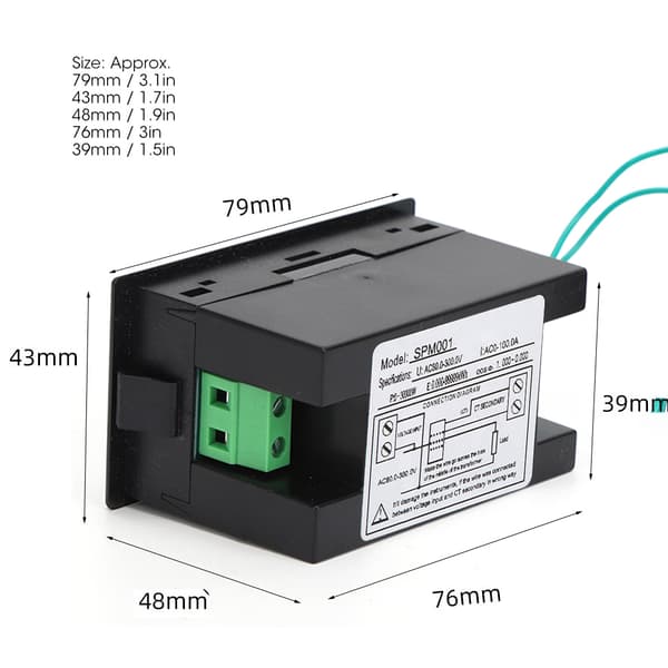 Digital AC-måler LED-skjerm Multifunksjons voltmeter Strøm Energiovervåker AC220V