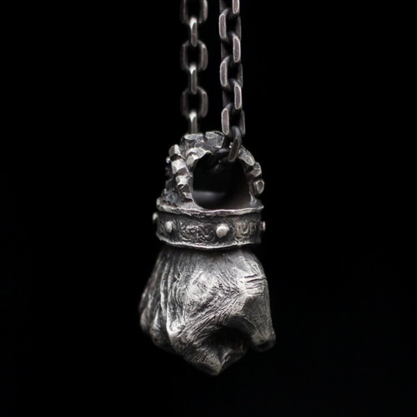 Hänge Halsband Fist Vintage Legering Gothic Kraftfullt Fist Hänge Halsband för unisex Antique Silver
