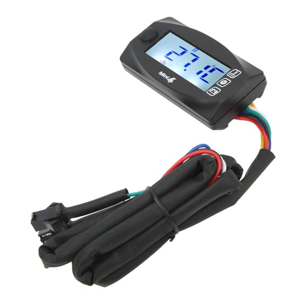 Motorcykel LCD Digital Måler Spændingsmåler Voltmeter Temperatur Termometer Tidsvisning Sensor M14x1.5