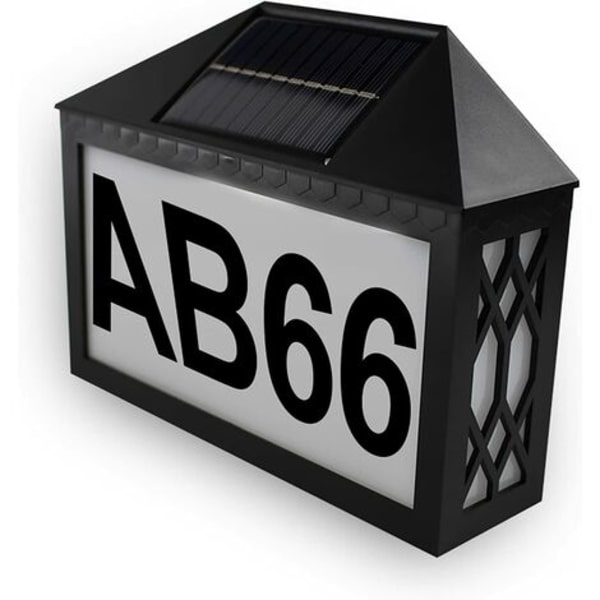 IP55 vesitiivis aurinkotalonumero ulkokatujen julkisivuihin seinänumerolla (0-9) ja 26 kirjaimella (värillinen)
