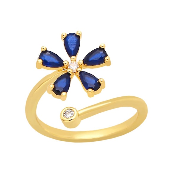 Ring Vintage Zircon Flower Stud Modesmycken Ac10562 Blue