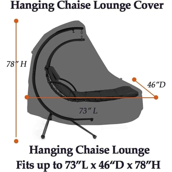 Musta riippuva lepotuolin cover 185x116x198cm ulkona riippuva kaareva teräksinen tuolin cover
