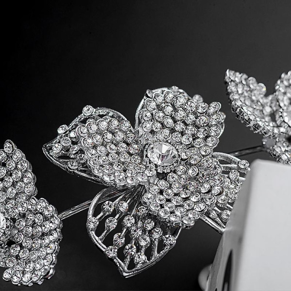 Blomformad Brudkrona Bröllop Födelsedag Krona Huvudbonad Rhinestones Inläggningar Retro Lyxigt hår