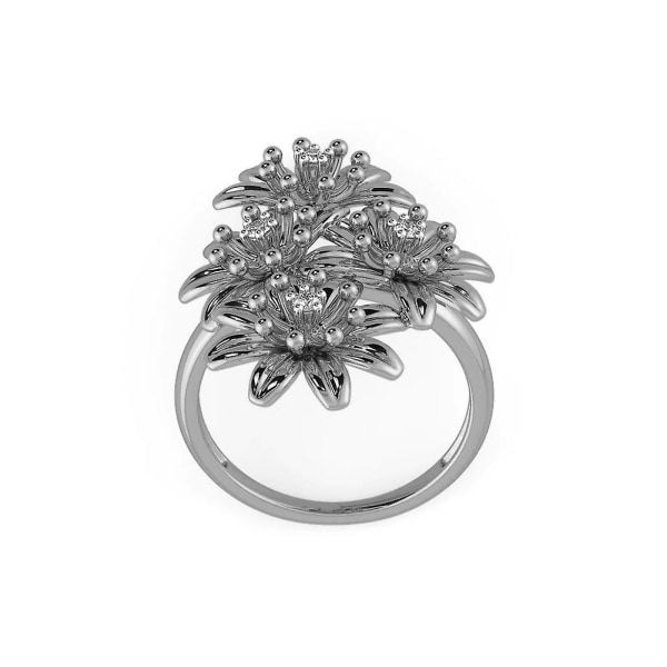 Kvinnor Mode Blomma Finger Ring Bröllop Engagemang Smycken Alla hjärtans dag present White Gold US 8