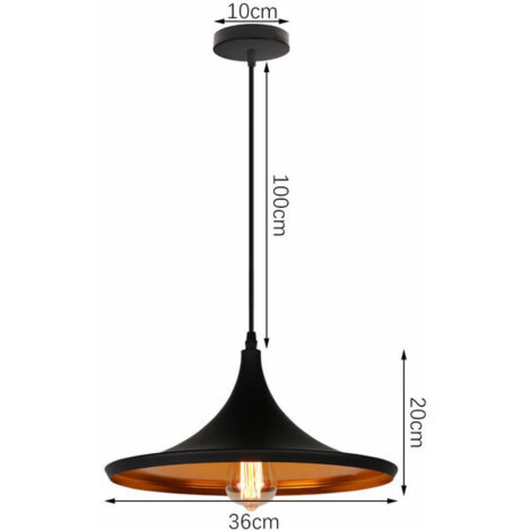 Industriel Retro Pendel E27 Lampe til Soveværelse Bar Sort - Sort