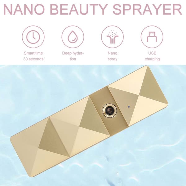 Bærbar USB Nano Handy Mist Spray Ansiktshydrering Atomizer Gull