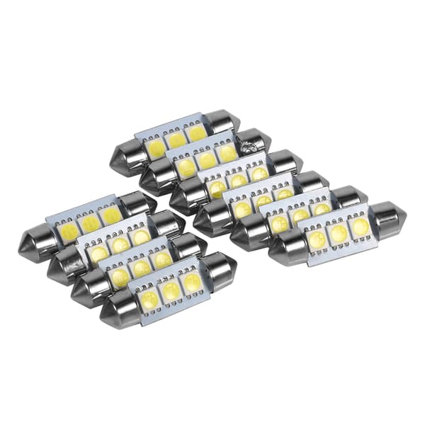 10 STK 36MM 12V 3SMD 5050 LED Festoon Dome Interiørlys Hvit