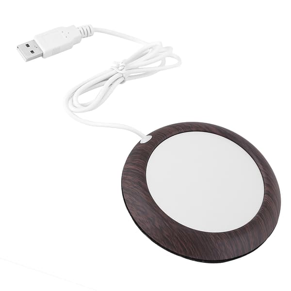 USB Koppvarmer Drikkekrus Matte Kontor Te Kaffe Varmepute Mørk Trefinish
