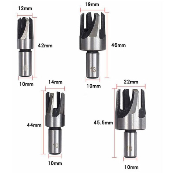 Træbearbejdning sekskantet forsænkningsbit sæt titaniumbelagte proptrækker (4 stk. kloproptrækker)