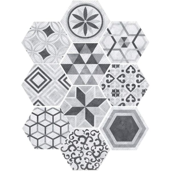 Nordic Hexagon kakelklistermärken i industriell stil Halkfria väggklistermärken 10 st (200mm*230mm) för hem- och trädgårdsdekoration