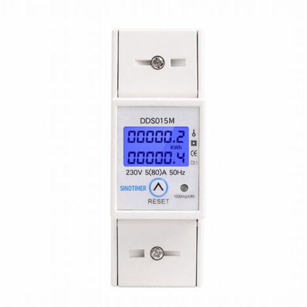Energimåler, elmåler, DDS015M digitalt display watt-timemåler Enkeltfaset elmåler kan nulstilles