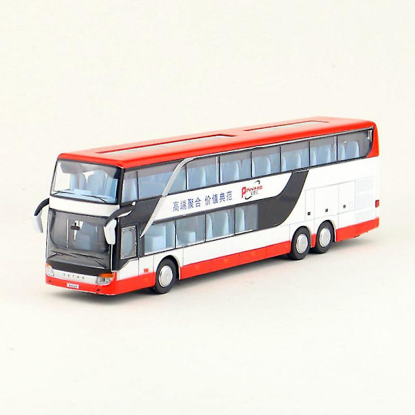 1:32 Skala Setra S 431 Dt Bus Sightseeing Leksaksbil Porswon Diecast Model Pull Back Ljud och ljus Pedagogisk samling Gift Kid