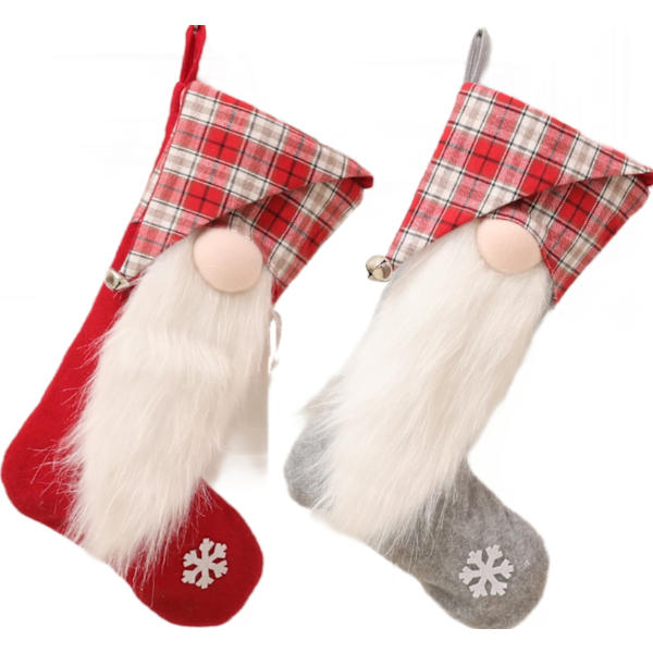 Long Beard Bias Beanie Santa Socks Candy Decoration laukku (punaiset sukat + harmaat sukat),