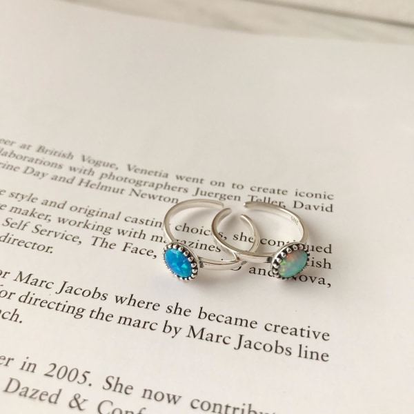 Ring Silver S925 Vintage modesmycken Ac7465 Blue