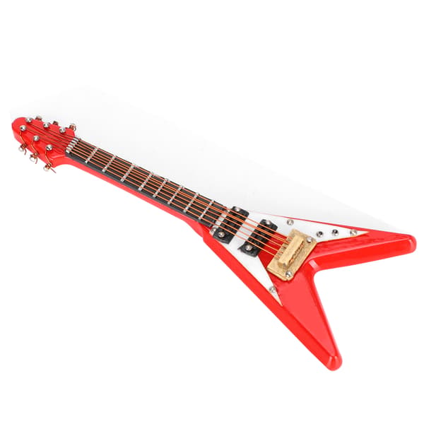 Mini V-formet guitar dekoration - Rød 10cm