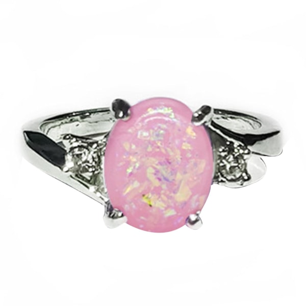 Sormus Luster Faux Opal tekojalokivi upotekoristeinen kupari Tyylikäs naisten sormus häihin Pink Us9