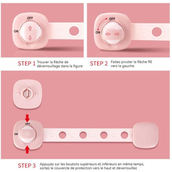 Mini multifunktionel babysikkerhedslås med velcro til skabe, skuffer, ovne, køleskab (8 stykker, grå)