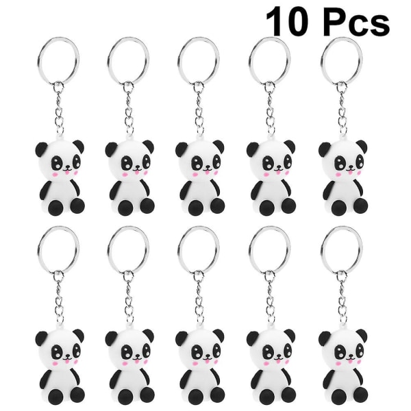 10 st slitstarka gummisilikonnyckelringar Härlig tecknad Panda nyckelring