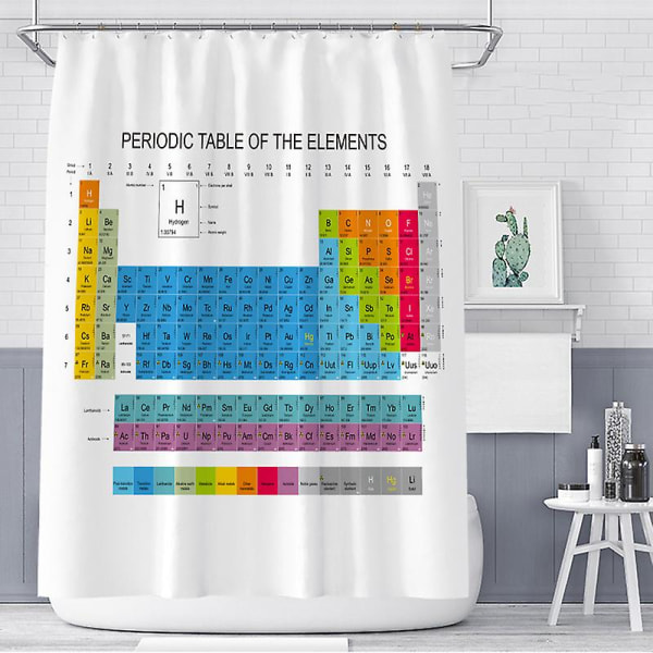 Periodisk bord vandtæt polyester badeforhæng Periodic Table 2 120cmx180cm