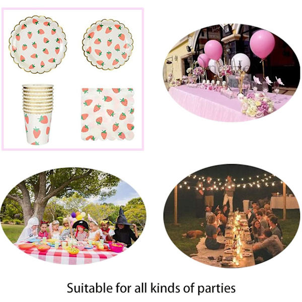Frukt rosa jordgubbar set för fest