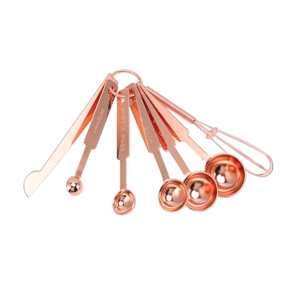 Rustfritt stål 7 i 1 stablebart måleskje sett Rose Gold Egg Separator Leveler