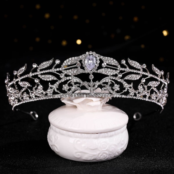 Bridal Zircon Crown Alloy tekojalokivi Tiara Häätarvikkeet Leaf Tiara