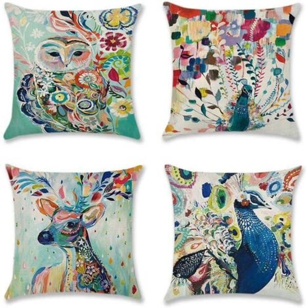 4 kpl cover set , polyesteriä ja pellavaa koristeellinen tyynynpäällinen case auton kodin sisustukseen tyynynpäälliset 45 x 45 cm (eläin