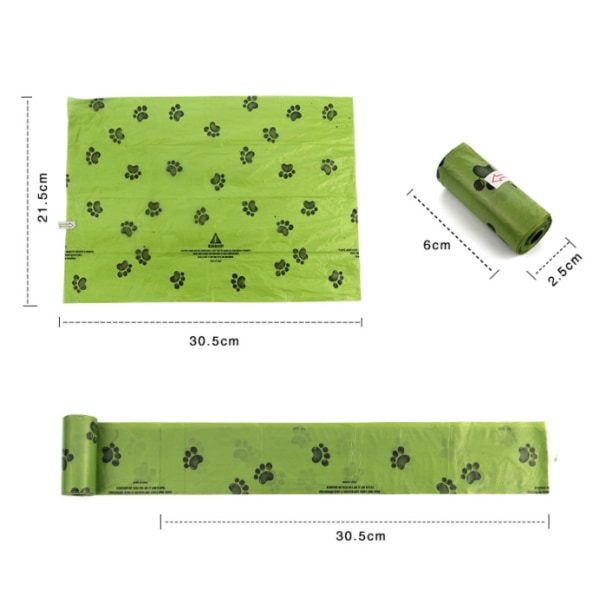Hundbajspåse nedbrytbar sopsäck förtjockad deodorant och husdjursdeodorant (09 4-volyms nedbrytbar grön sidenlift, en gratis organizer),