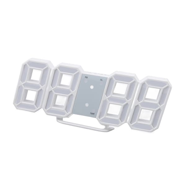 3D LED Digital Klocka Temperaturvisning Nattlampa Alarmfunktion Vit Hemvägg