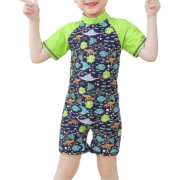 barn Flickor Pojkar Sommar Badkläder Strand Cartoon Print Zip One Piece Baddräkt Pufferfish Print 3-4 Years