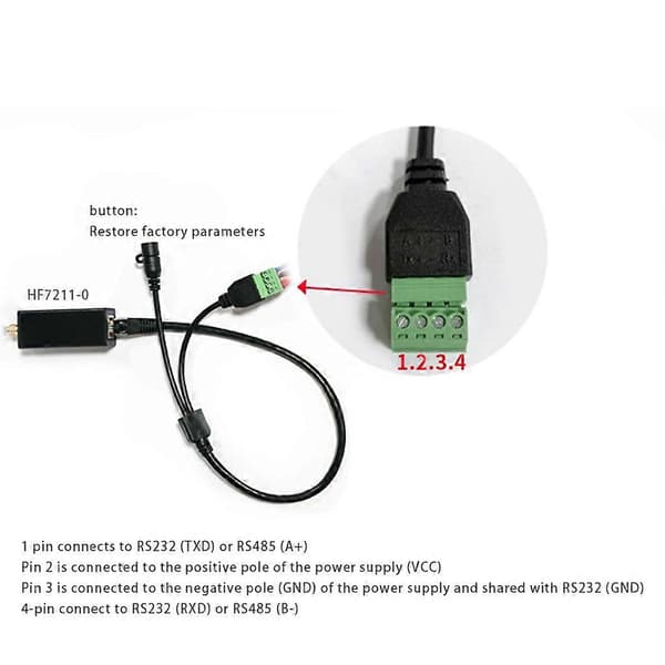 Port RS232 Seriell til WiFi IP Ethernet Dataoverføringskonverter Enhetsserver Støtter IP Telnet Modbus TCP IOT Smartlink Avec terminal 4PIN