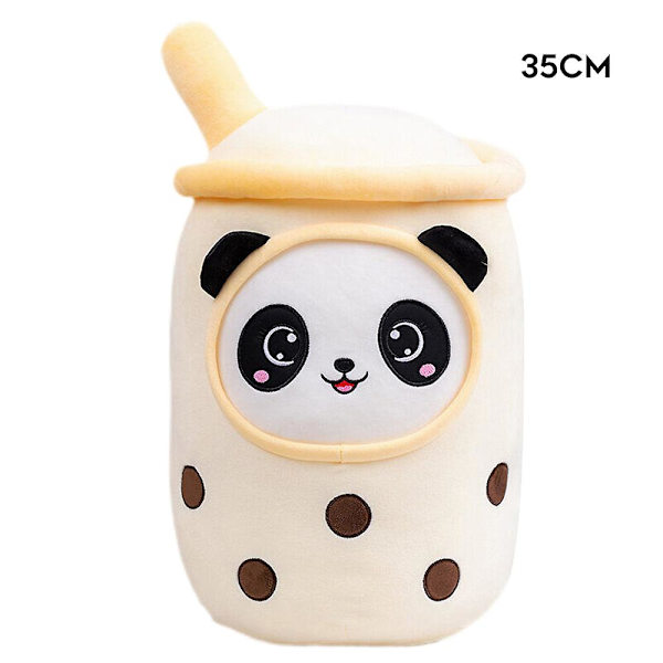 Bubble Tea Panda Plyschdocka Mjuk fylld tecknad leksak Yellow 35cm