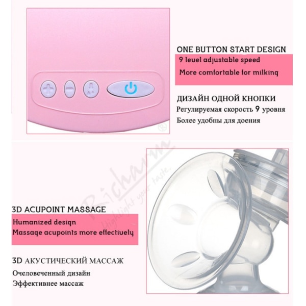Rosa elektrisk bröstpump automatisk bröstpump bröstpump icke-manuell högsugande bröstpump,