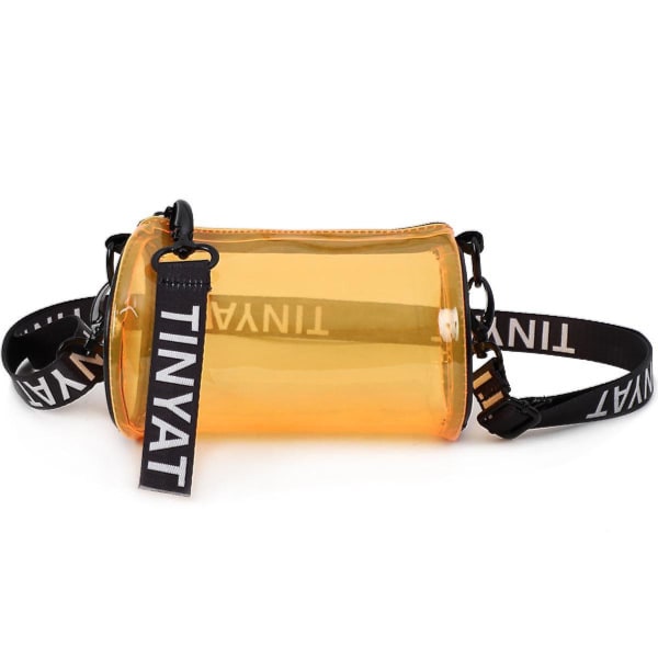 Läpinäkyvä laukku Muoti vedenpitävä PVC-hyytelölaukku Naisten Messenger Bag Mini sylinteripuhelinlaukku A916-1040 Orange