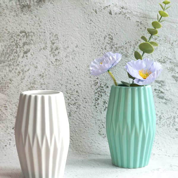 Vase dekoration koral, stue dekoration keramisk blomst (cyan, 8,8*14,2CM)