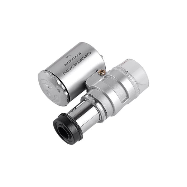 Mini Pocket Microscope 60X Portable Handheld Magnifier Juvelerare LED-förstoringsglas - Silver