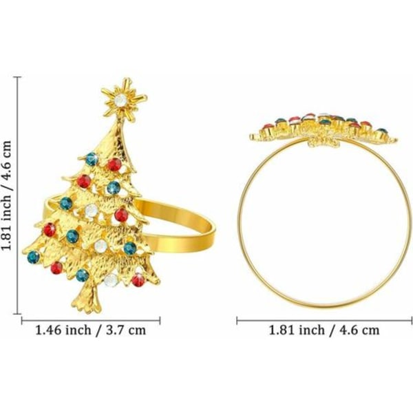 Sæt med 12 juletræsservietringe juleservietringholder spændesæt jul rhinsten diamant metallegering N