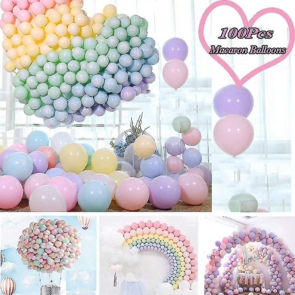 Ballonger Pastell, 100 st Ballonger Färgglada, Ballonger Pastell, Ballonger Pastellfärger Mix Compatible